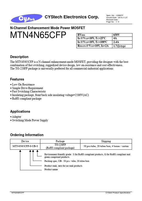 MTN4N65CFP