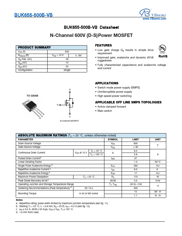 BUK655-500B Datasheet Preview