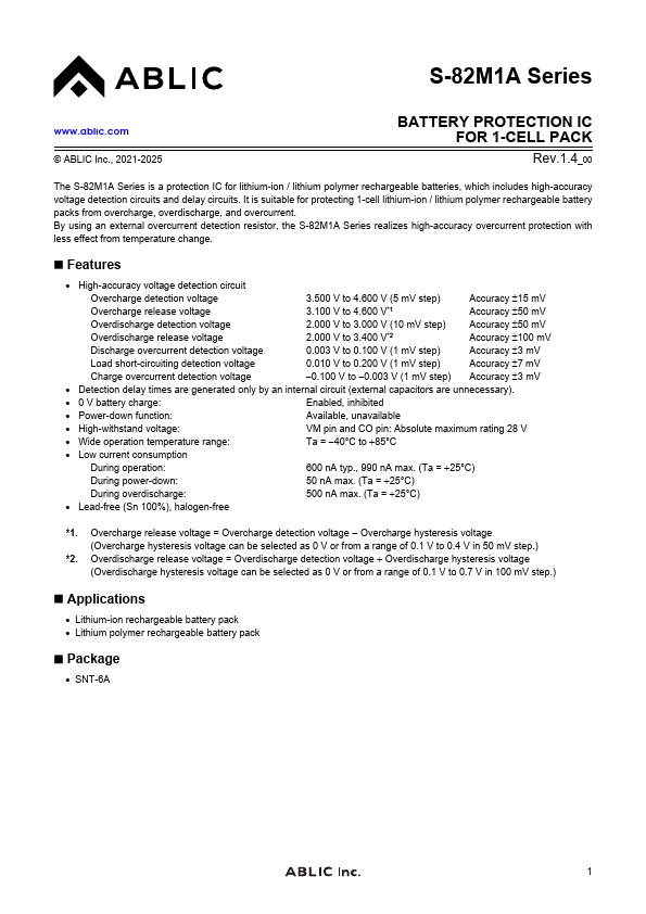 S-82M1A Datasheet Preview
