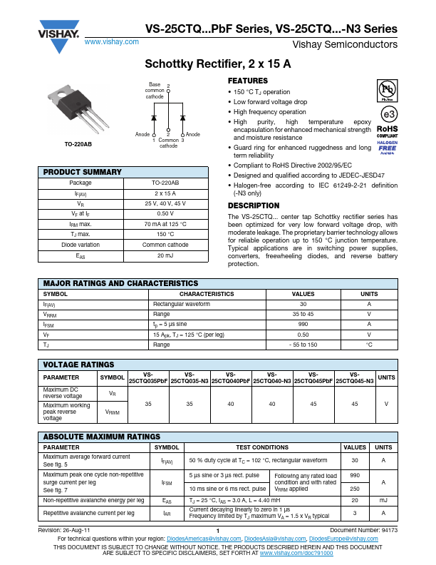 VS-25CTQ045PbF