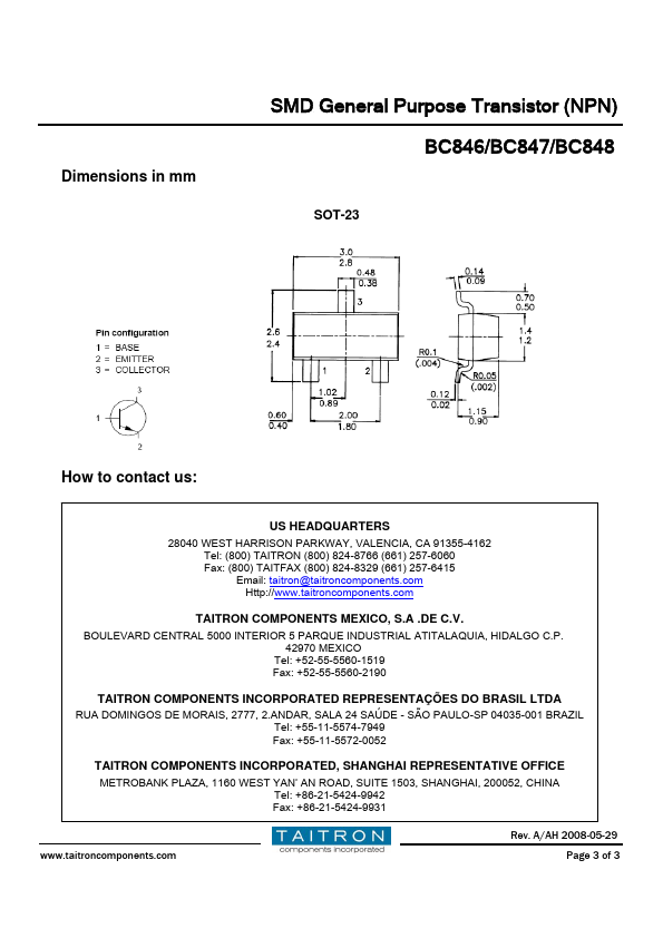 Bc Datasheet Transistor Equivalent Taitron