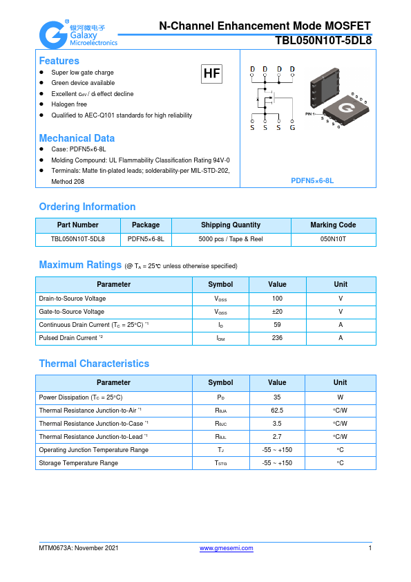TBL050N10T-5DL8 Datasheet Preview