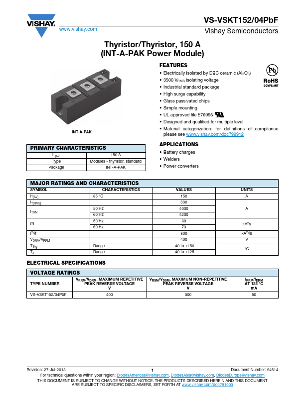 VS-VSKT152-04PbF