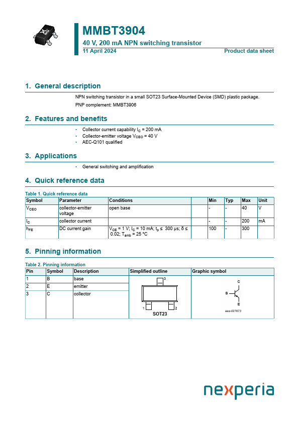 MMBT3904 Datasheet Preview