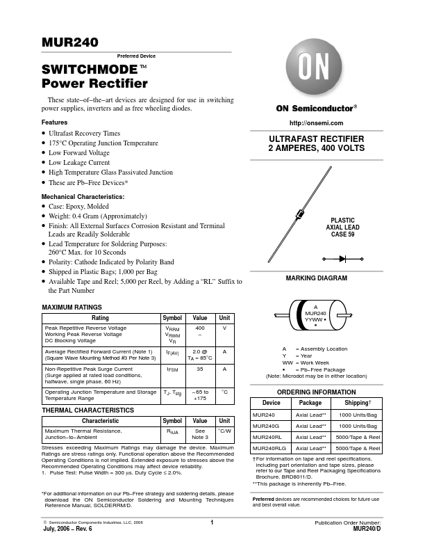 MUR240 Datasheet Preview