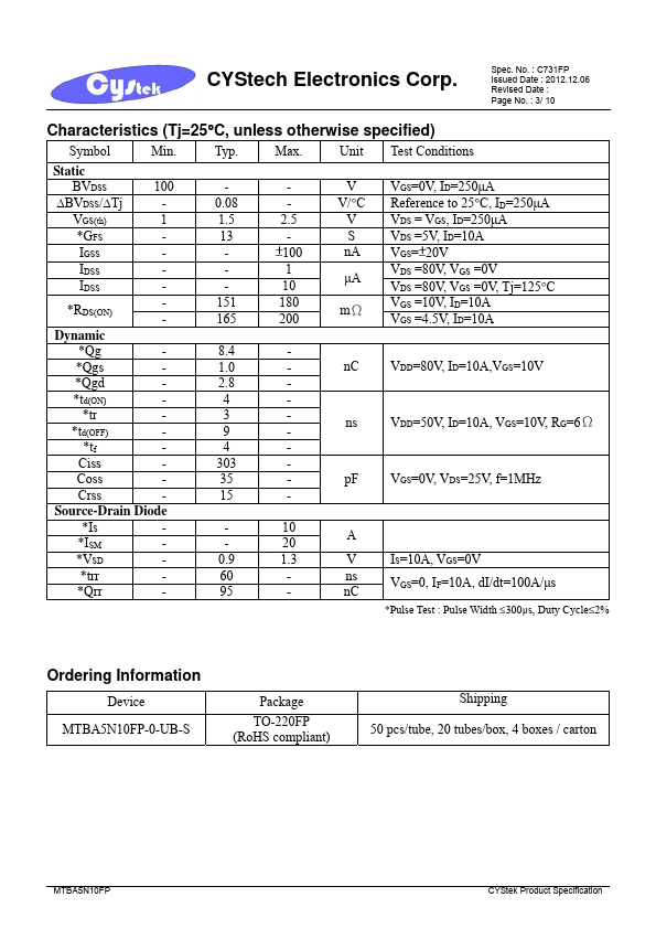 MTBA5N10FP