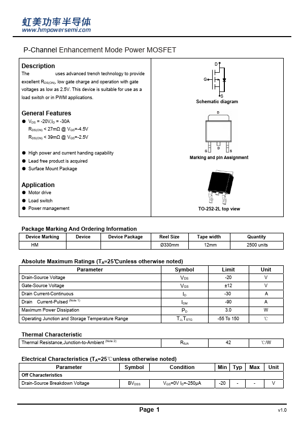 HM30P02K Datasheet Preview