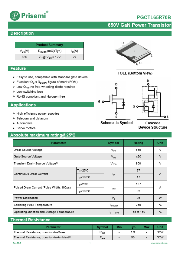 PGCTL65R70B Datasheet Preview