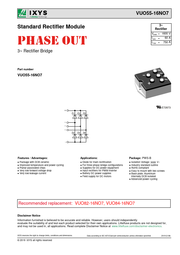 VUO55-16NO7 Datasheet Preview