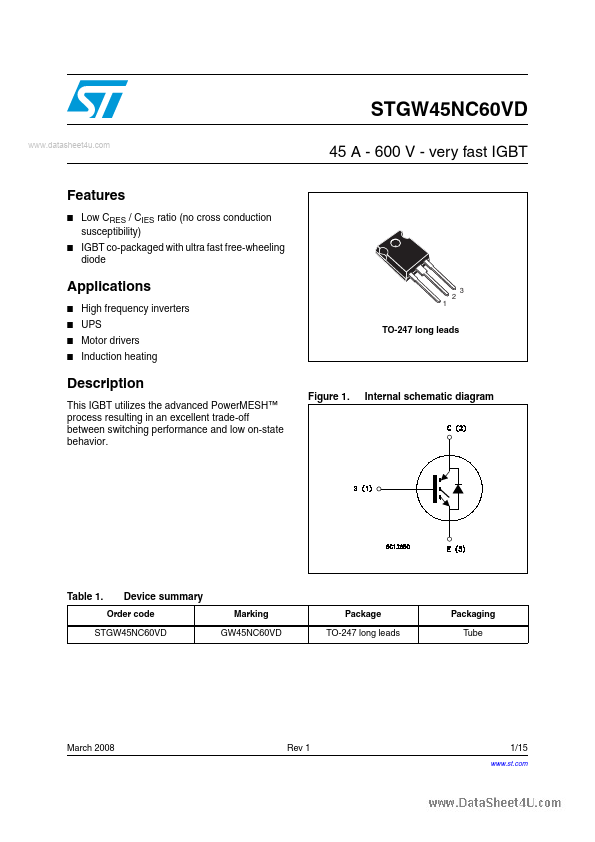 STGW45NC60VD