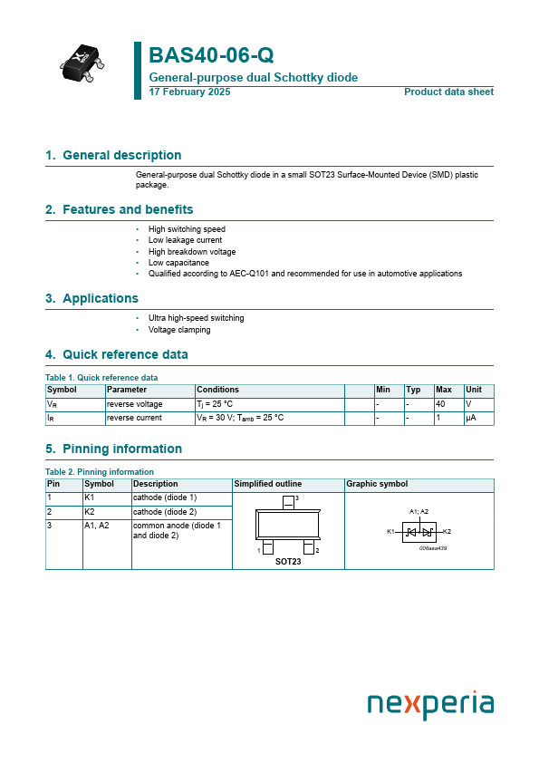 BAS40-06-Q Datasheet Preview