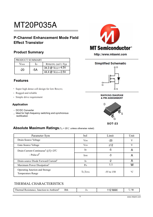 MT20P035A Datasheet Preview