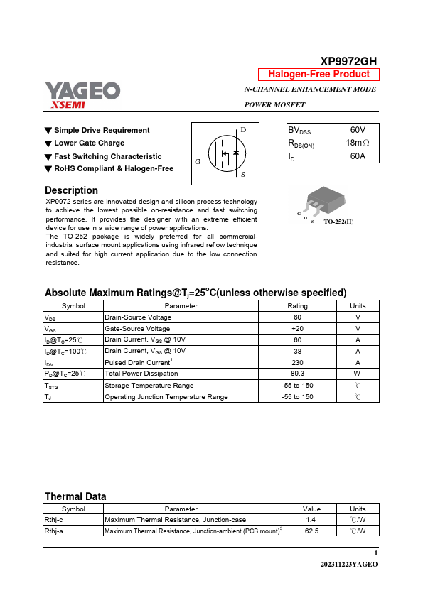 XP9972GH Datasheet Preview