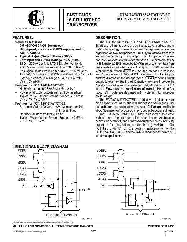 IDT54FCT162543AT