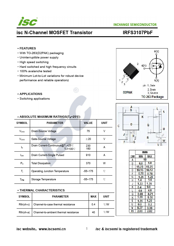 IRFS3107PbF