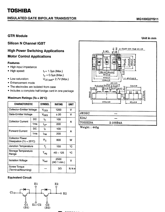 MG100Q2YS1 Datasheet Preview