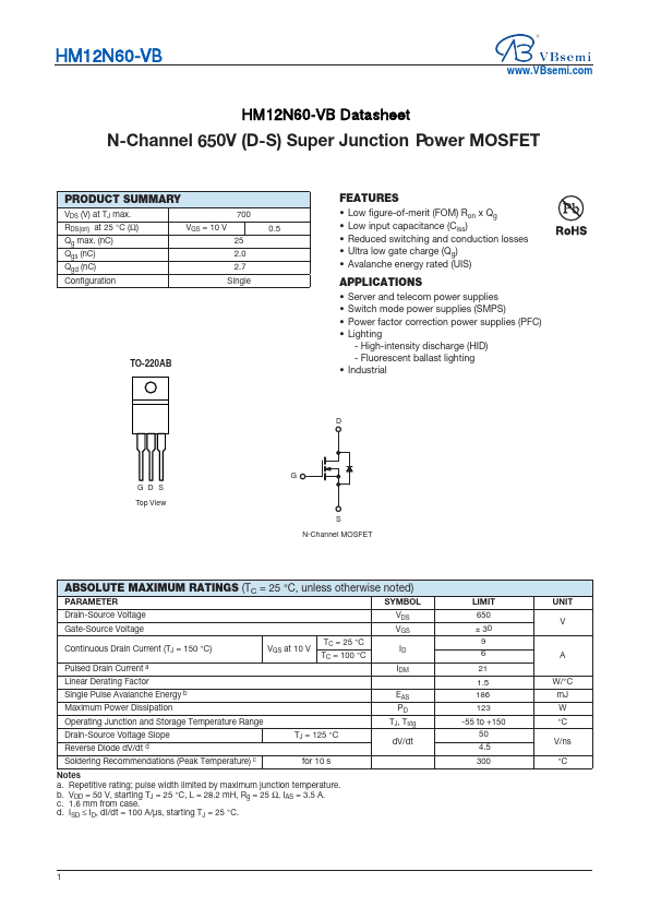 HM12N60 Datasheet Preview