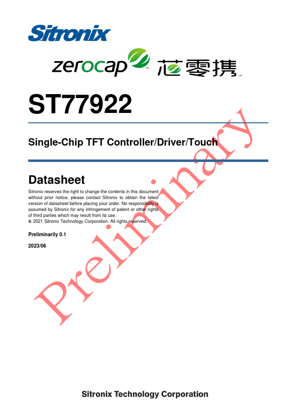 ST77922 Datasheet Preview
