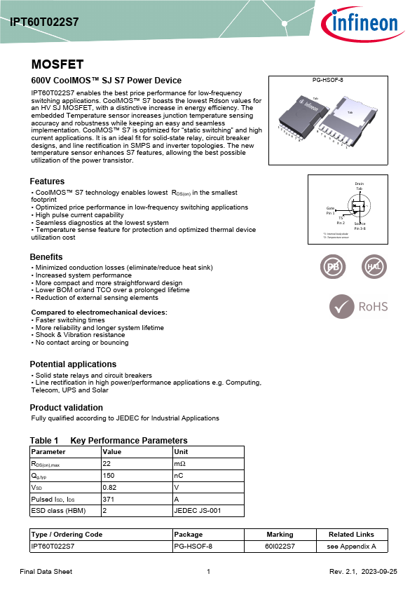 IPT60T022S7 Datasheet Preview