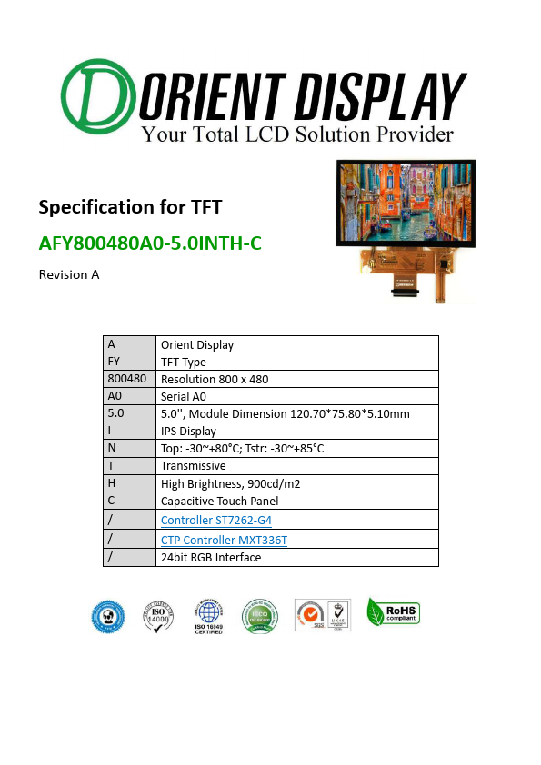 AFY800480A0-5.0INTH-C Datasheet Preview