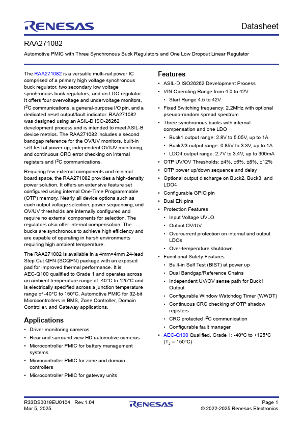 RAA271082 Datasheet Preview