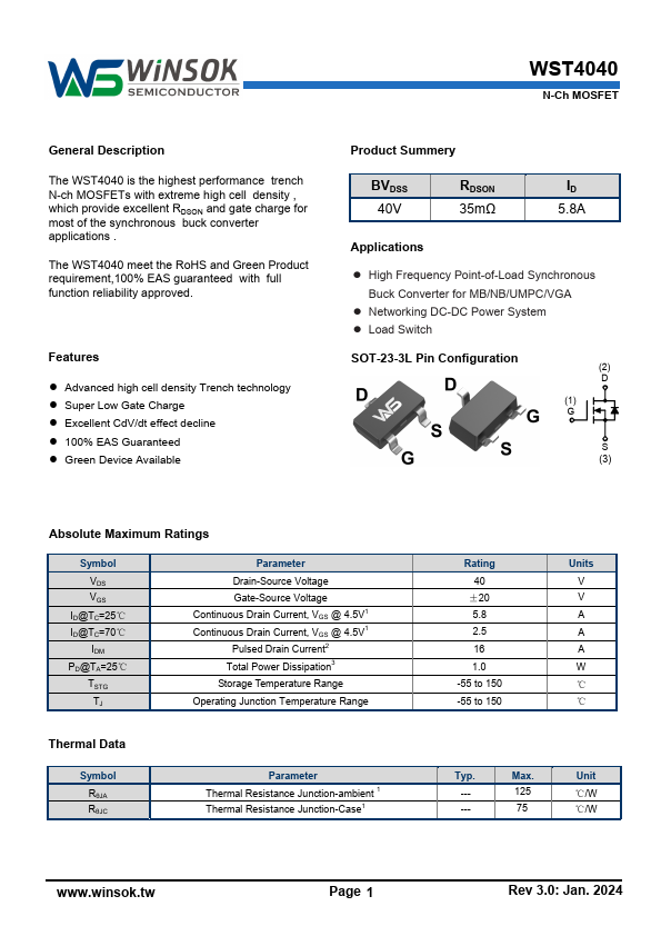 WST4040 Datasheet Preview