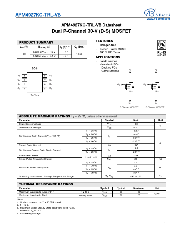 APM4927KC-TRL Datasheet Preview