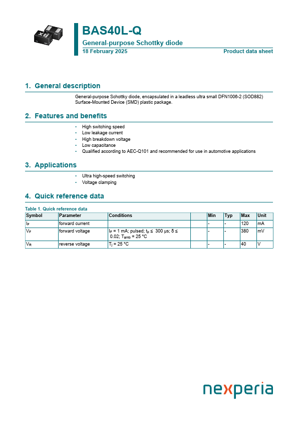 BAS40L-Q Datasheet Preview