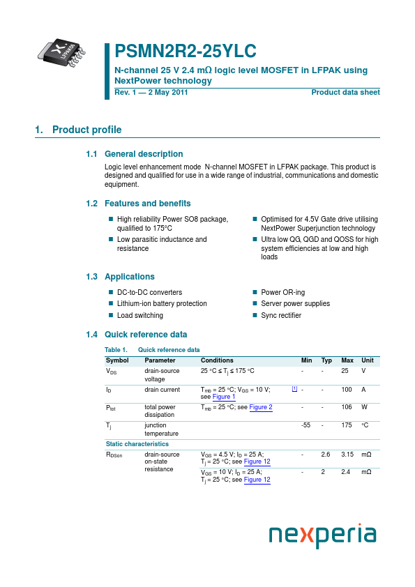 PSMN2R2-25YLC