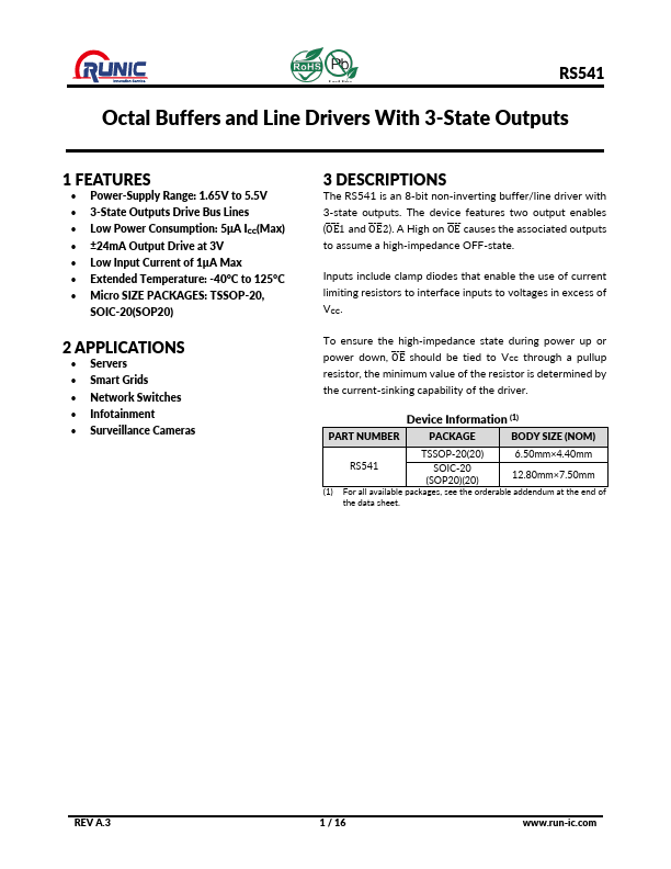 RS541 Datasheet Preview