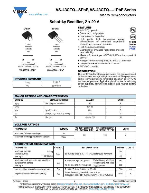 VS-43CTQ080SPbF