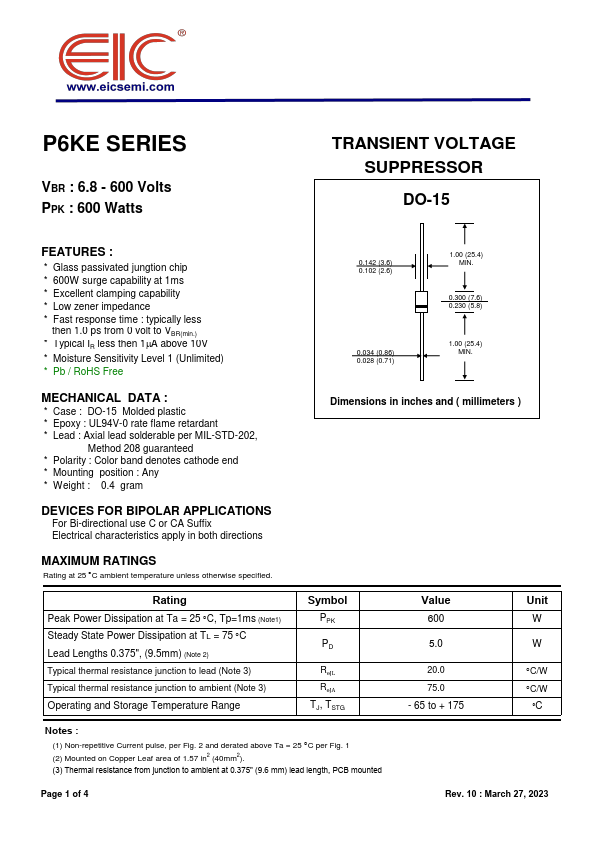 P6KE8.5 Datasheet Preview