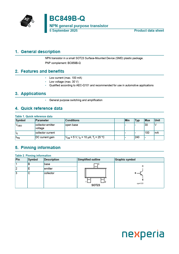 BC849B-Q Datasheet Preview