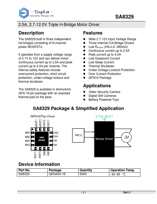 SA8329 Datasheet Preview