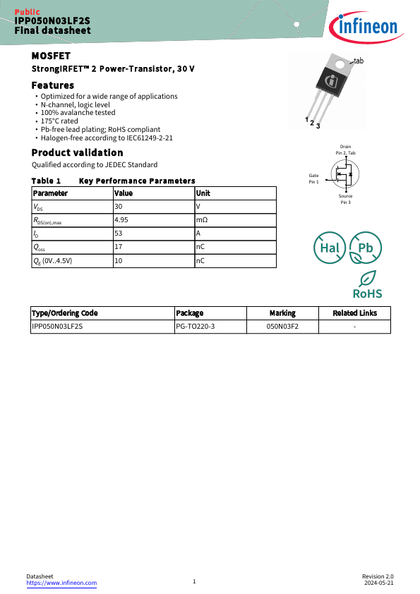 IPP050N03LF2S