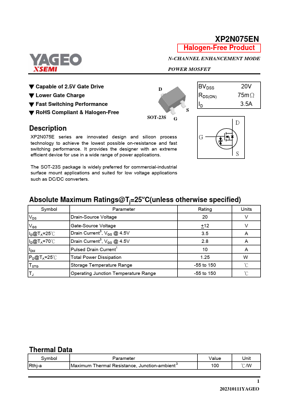 XP2N075EN Datasheet Preview
