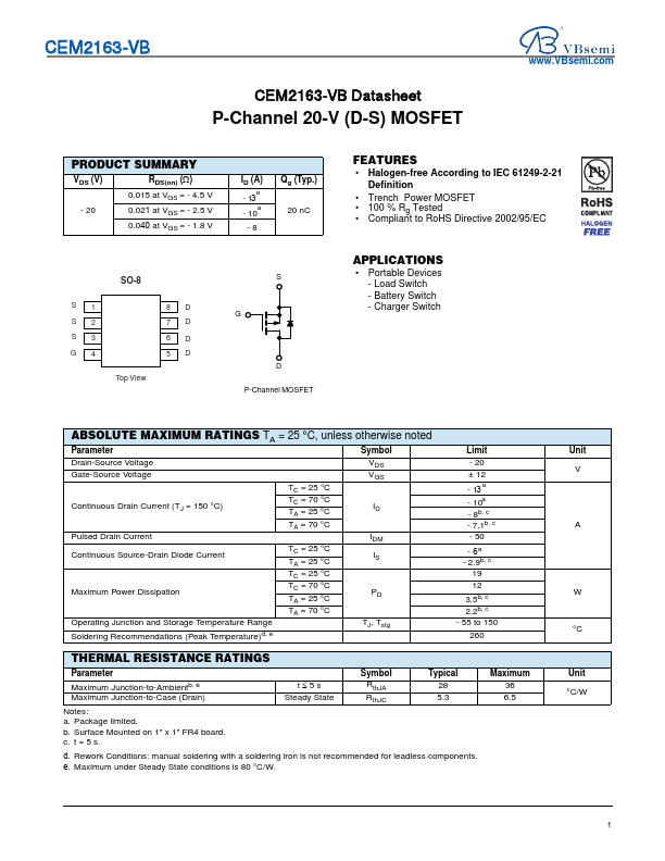 CEM2163 Datasheet Preview