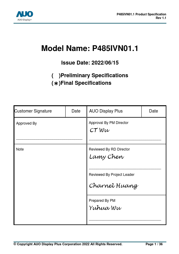 P485IVN01.1 Datasheet Preview