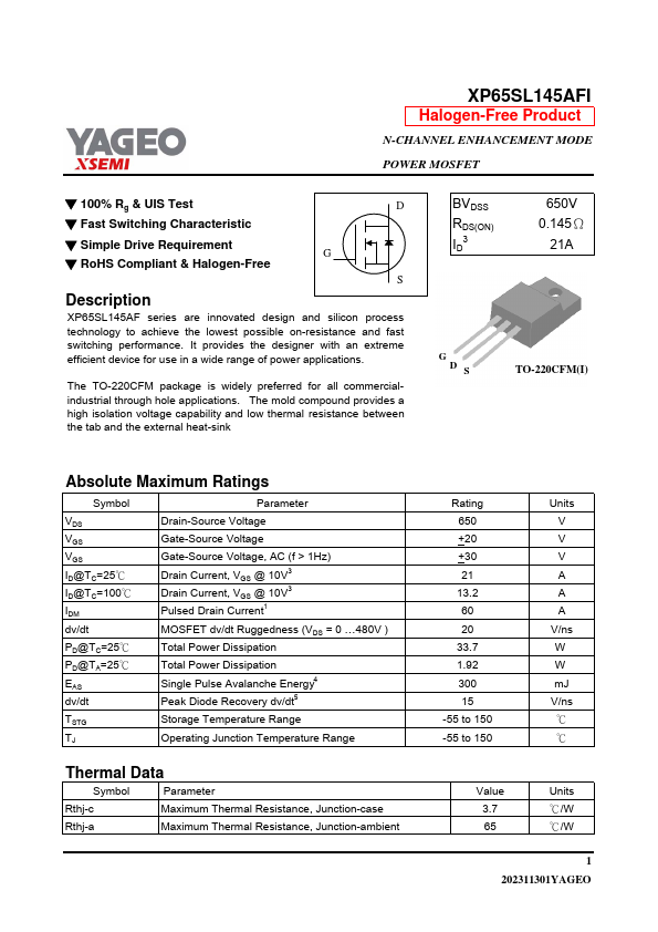 XP65SL145AFI Datasheet Preview