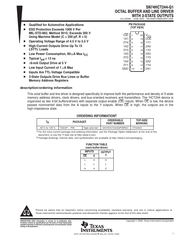 SN74HCT244-Q1