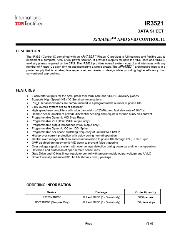 IR3521 Datasheet Preview