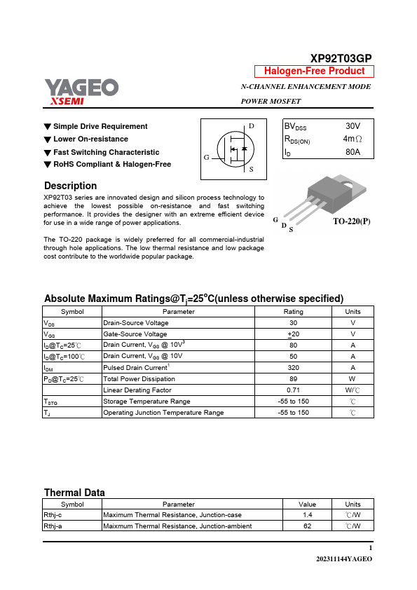 XP92T03GP Datasheet Preview