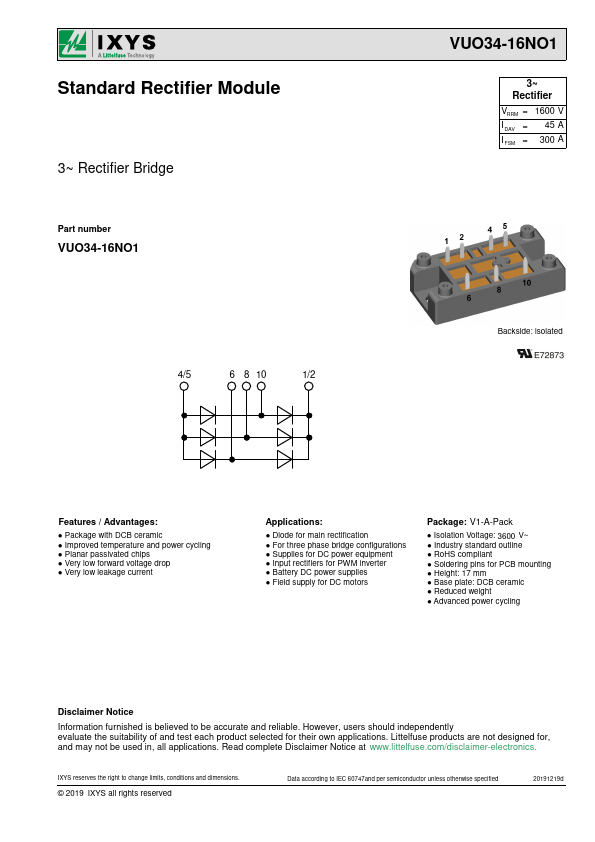 VUO34-16NO1 Datasheet Preview