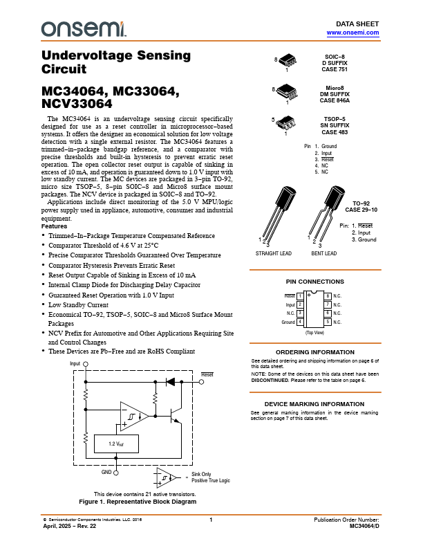 NCV33064 Datasheet Preview