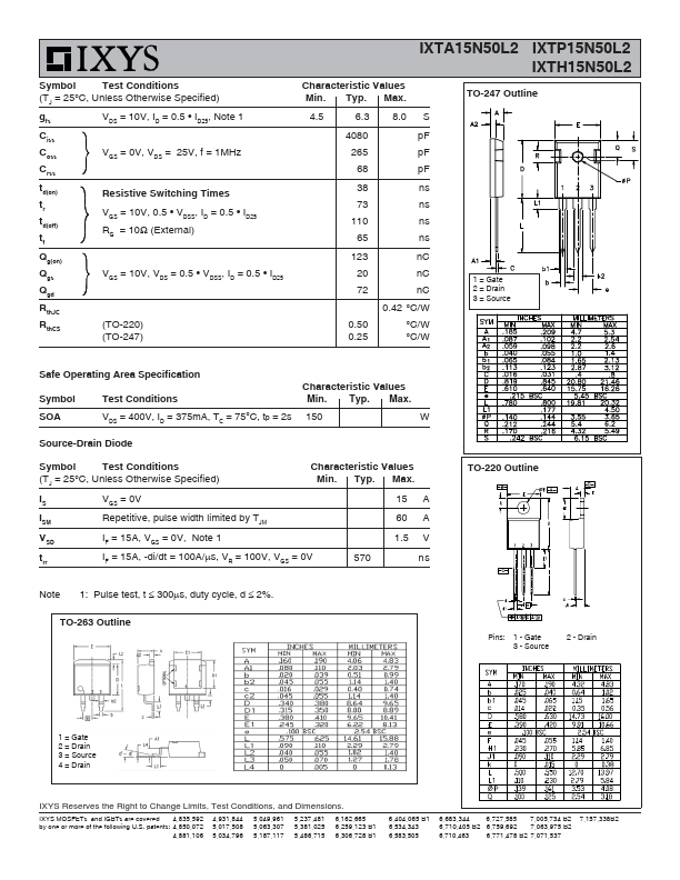 IXTA15N50L2