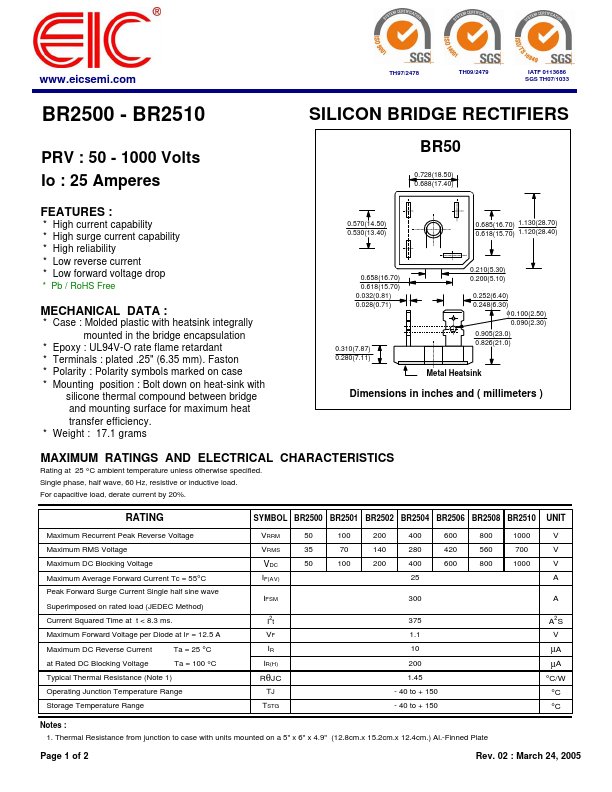 BR2502 Datasheet Preview