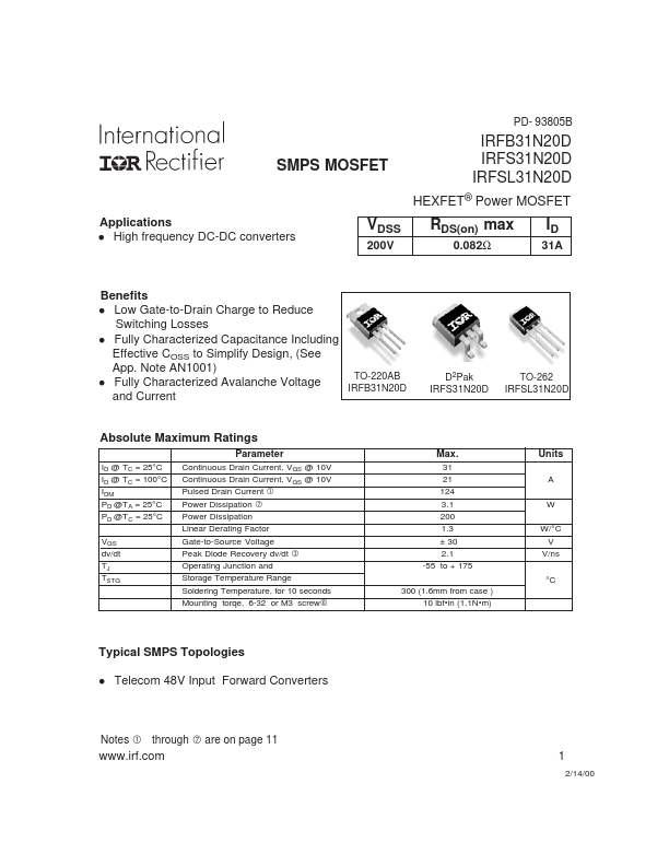 IRFS31N20D