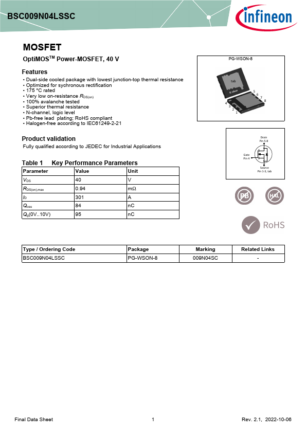 BSC009N04LSSC Datasheet Preview