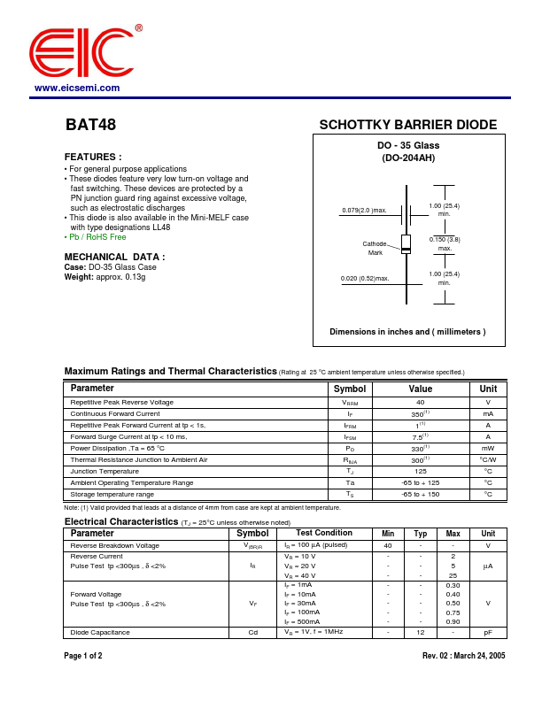 BAT48 Datasheet Preview