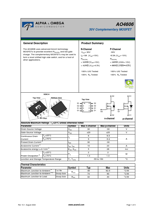 AO4606 Datasheet Preview